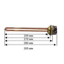 Тэн 1500W, 220V резьба G 1 1/4" (D-42мм) с терморегулятором (Аристон)
